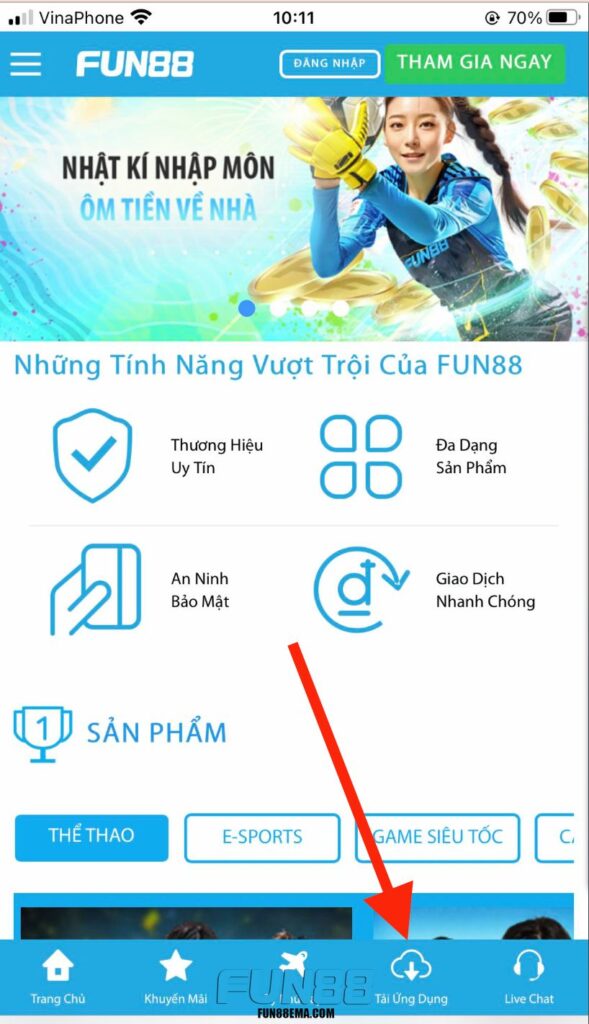 Bấm Tải ứng dụng IOS