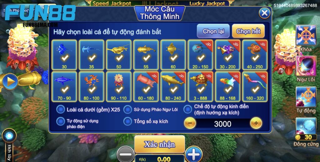 Bắn cá Jackpot cũng có quy định cụ thể về mức thưởng đối với từng sinh vật