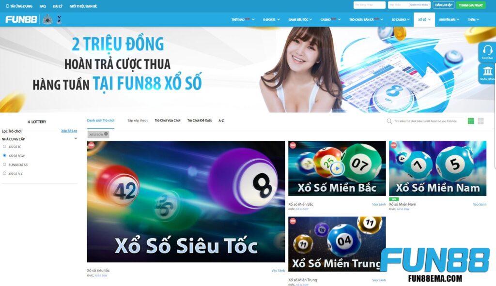 Khám phá kho game trong sảnh Xổ số SGW