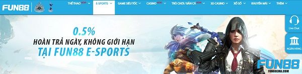 Tham gia Fun88 Esports cược thủ nhận được nhiều khuyến mãi hấp dẫn